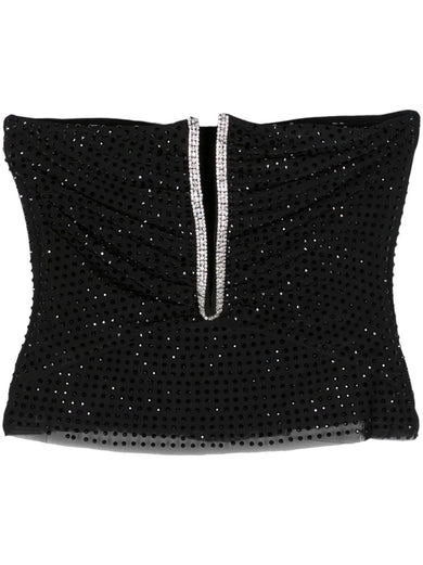 Black jersey rhinestone top