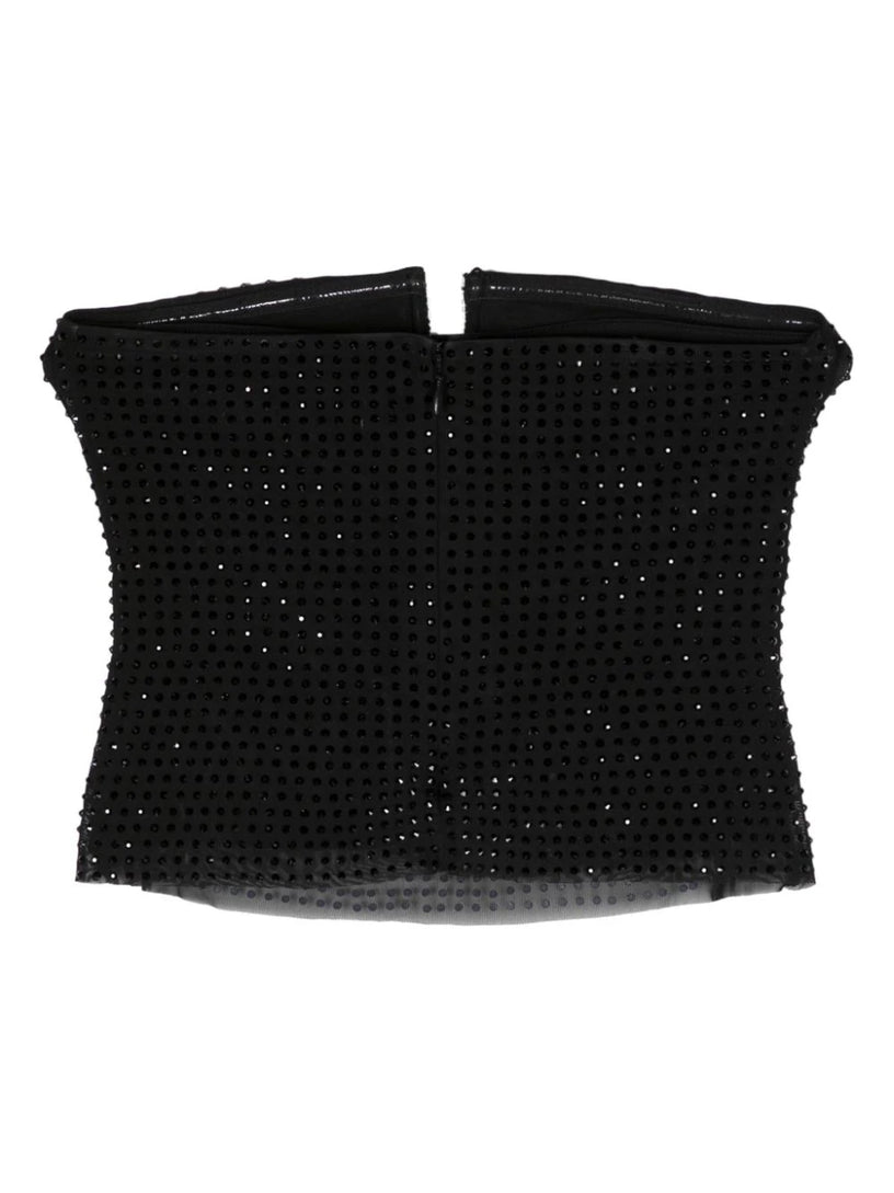 Black jersey rhinestone top