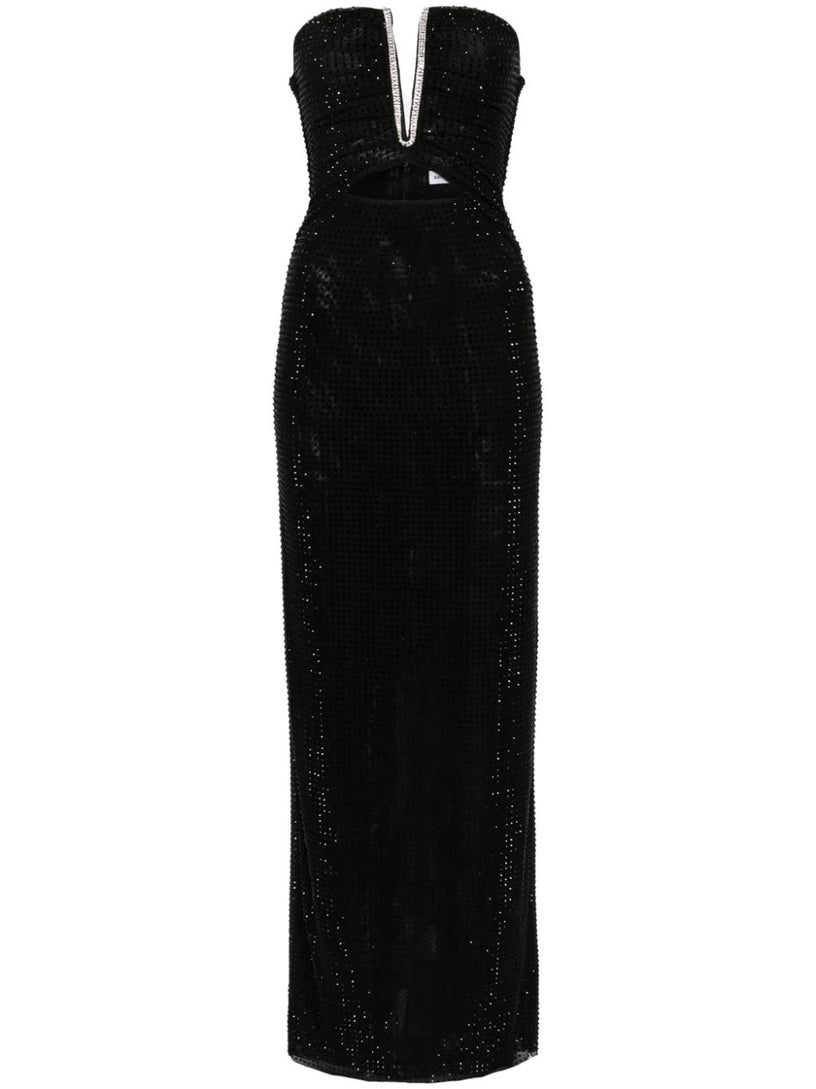 Black jersey rhinestone maxi dress