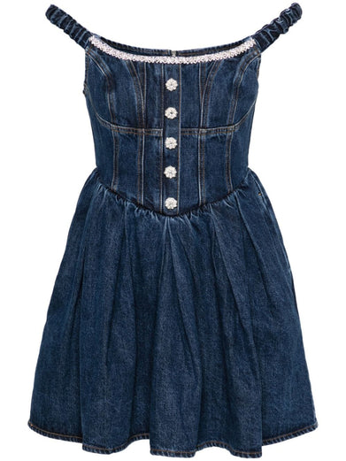 Denim off shoulder mini dress