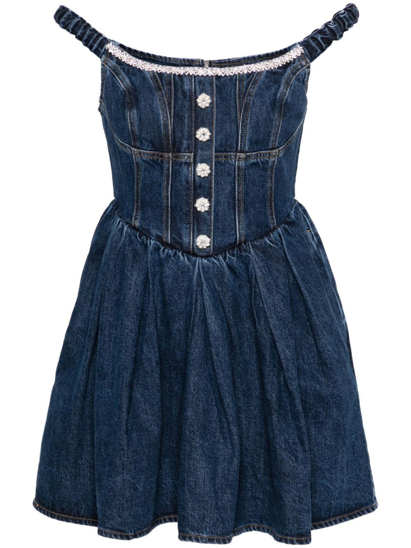 Denim off shoulder mini dress