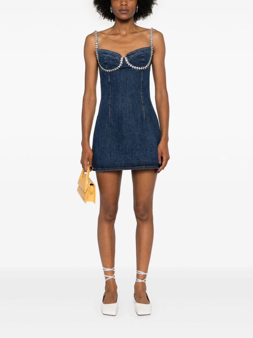 Diamante denim mini dress