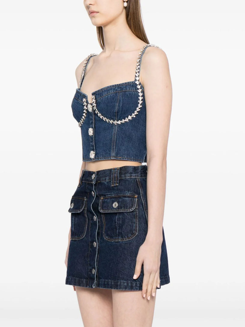 Diamante denim top