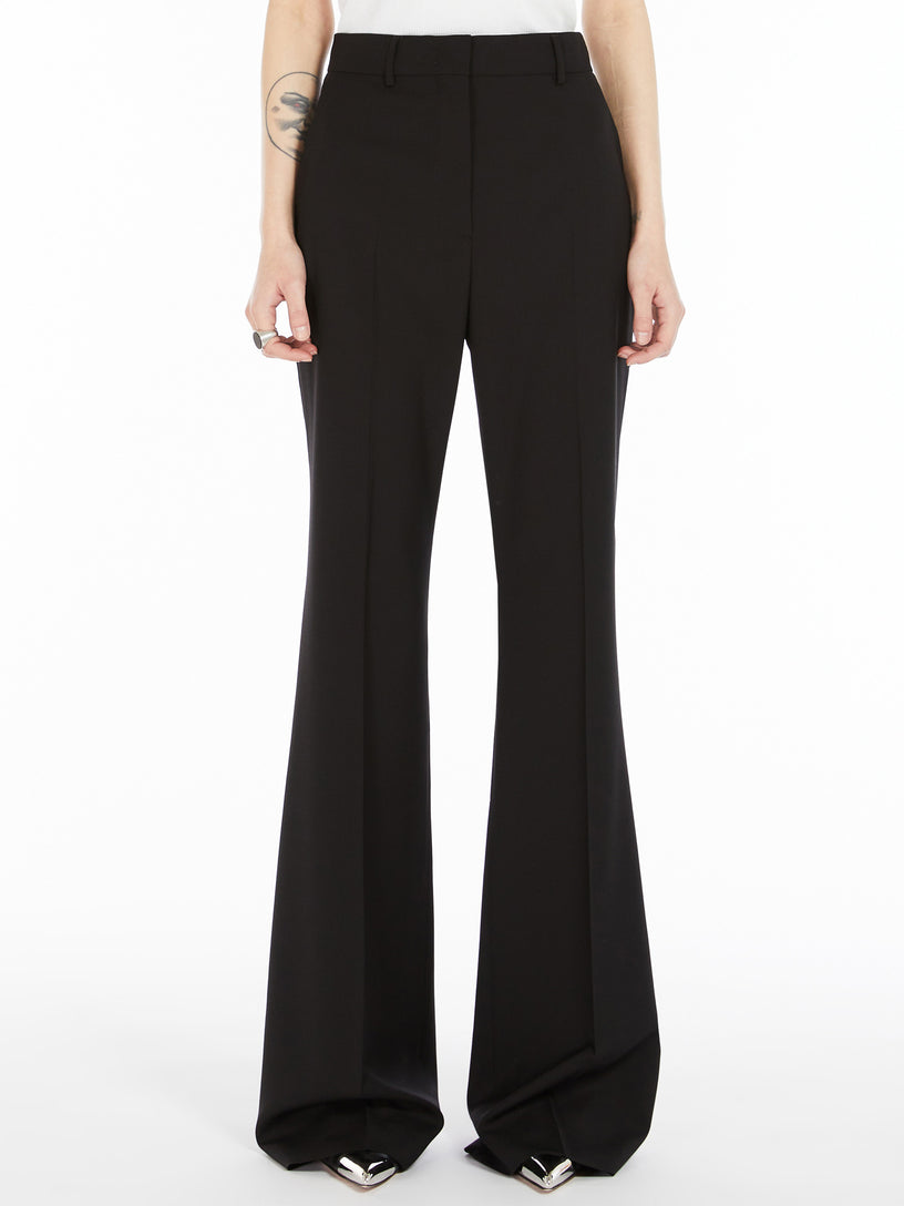 Flared trousers in stretch wool