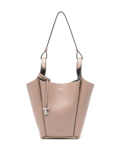 Leather small bucket bag