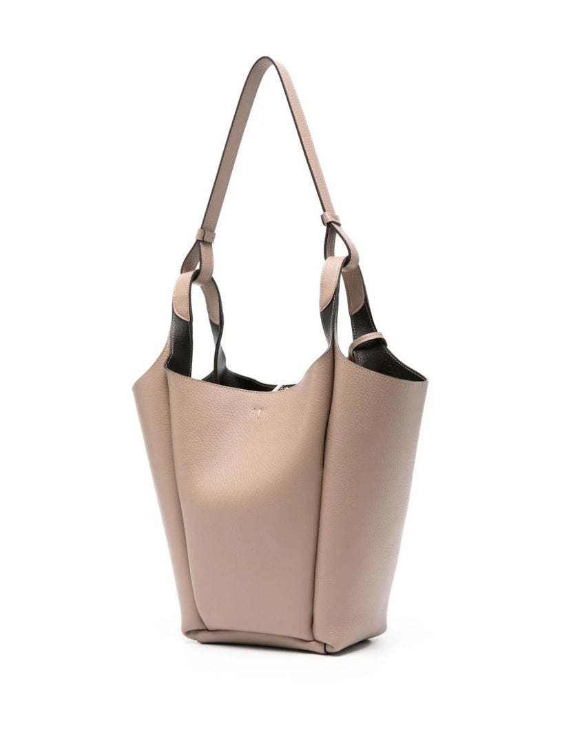 Leather small bucket bag