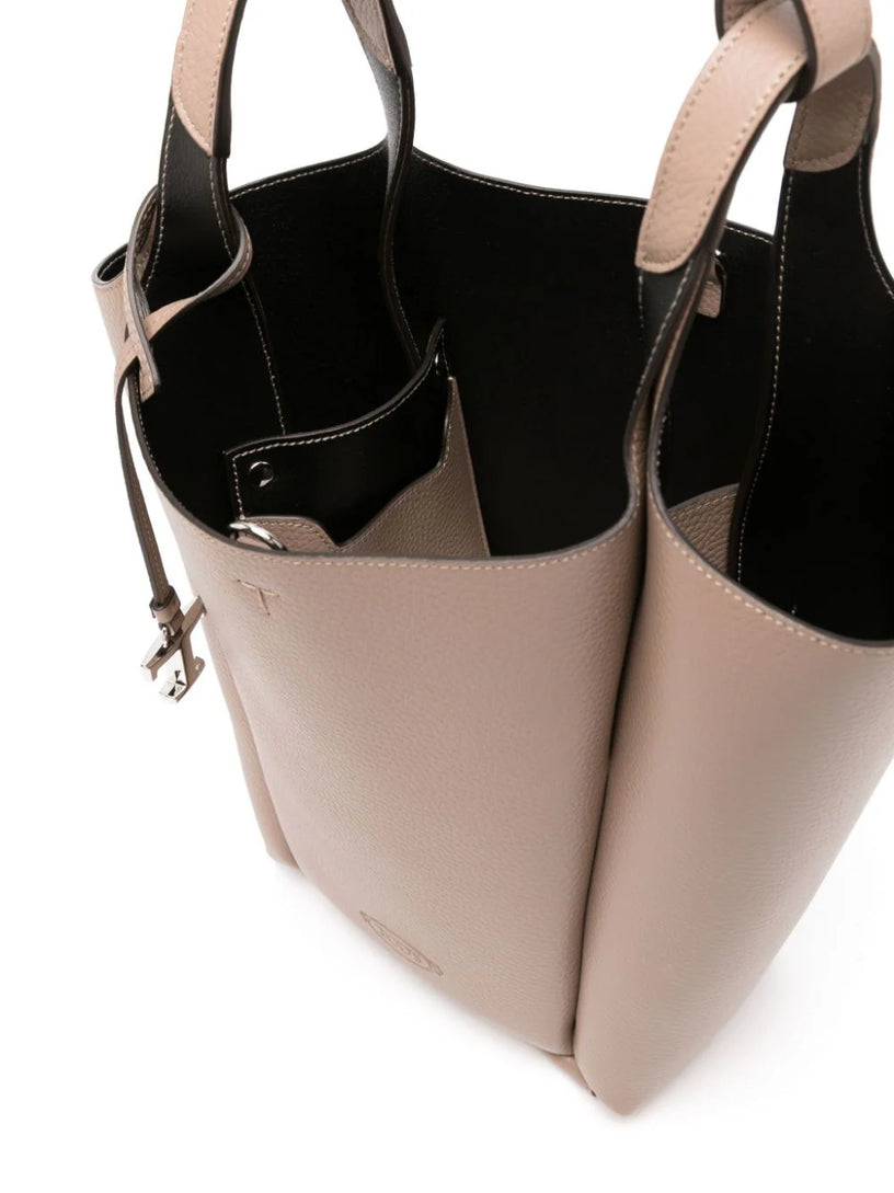 Leather small bucket bag