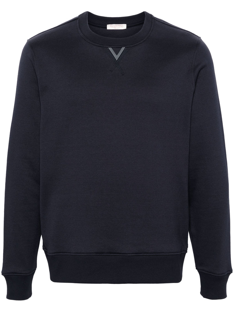 Valentino crewneck sweatshirt in cotton with rubberized V Detail