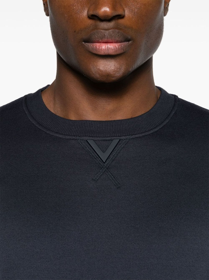 Valentino crewneck sweatshirt in cotton with rubberized V Detail