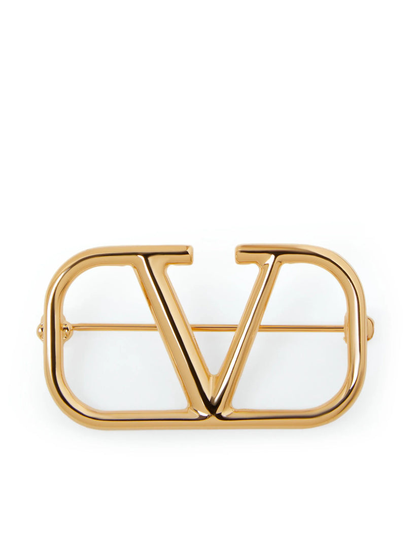 V Logo signature brooch