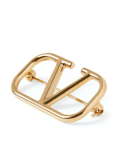 V Logo signature brooch