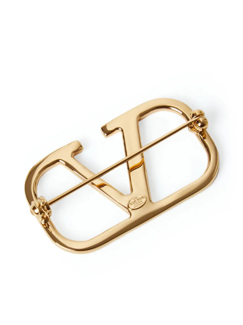 V Logo signature brooch