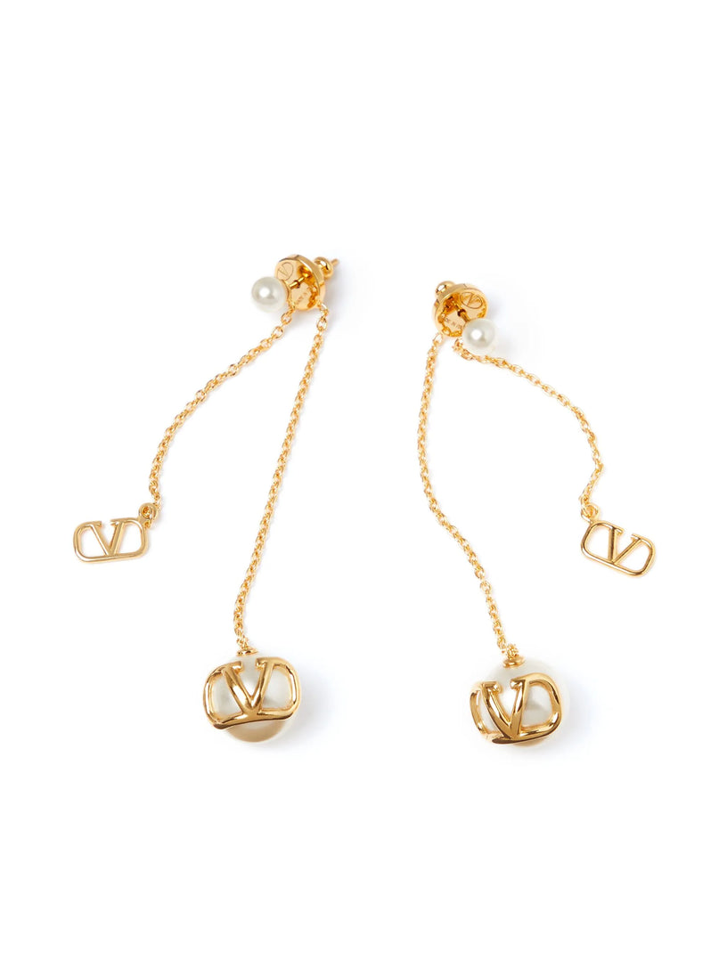 VLogo Signature earrings in metal with Swarovski® pearls