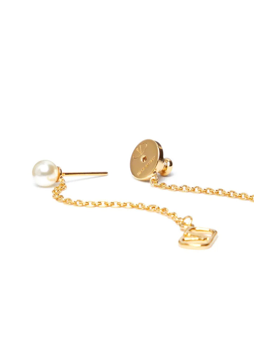 VLogo Signature earrings in metal with Swarovski® pearls