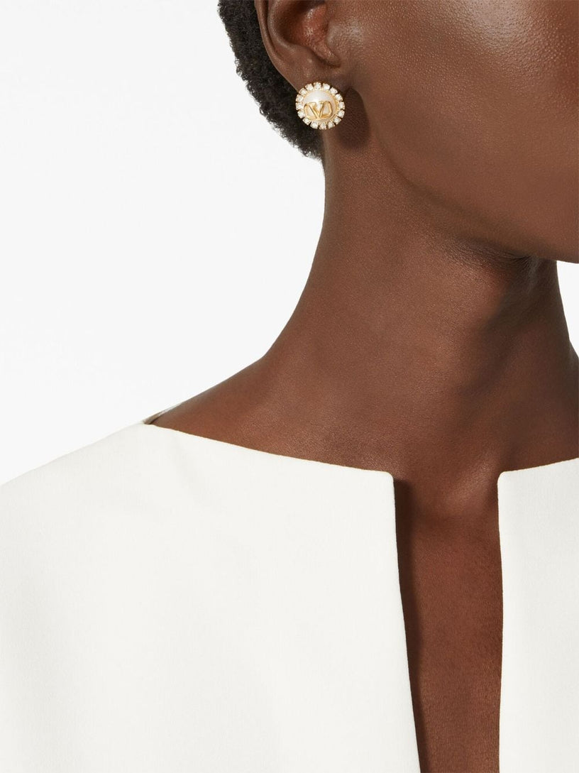 Vlogo Signature earrings in metal, crystals and pearl