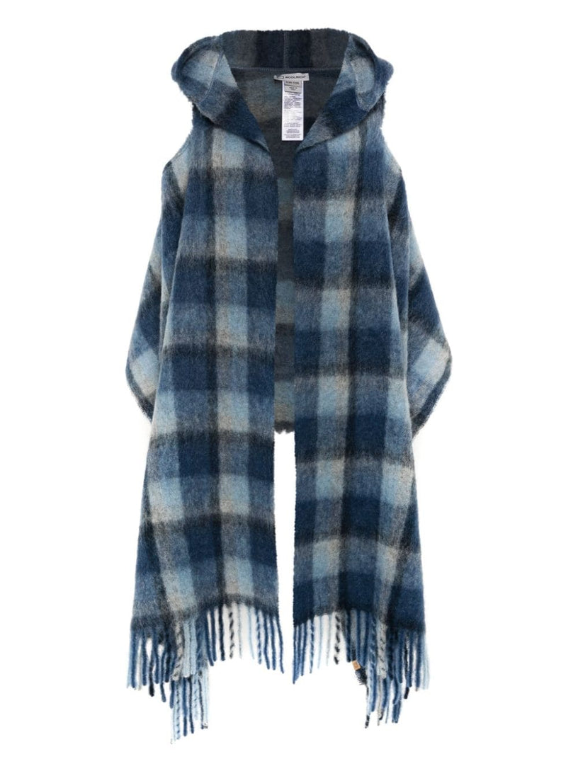 WOOLRICH Hooded wool cape scarf