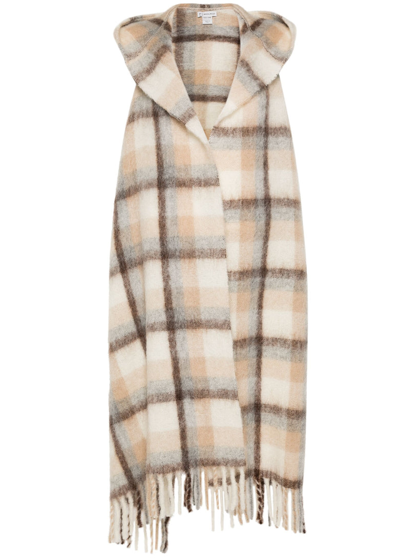 WOOLRICH Hooded wool cape scarf