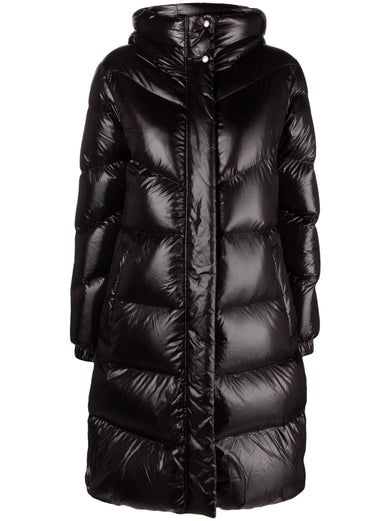 Aliquippa long down jacket in shiny nylon