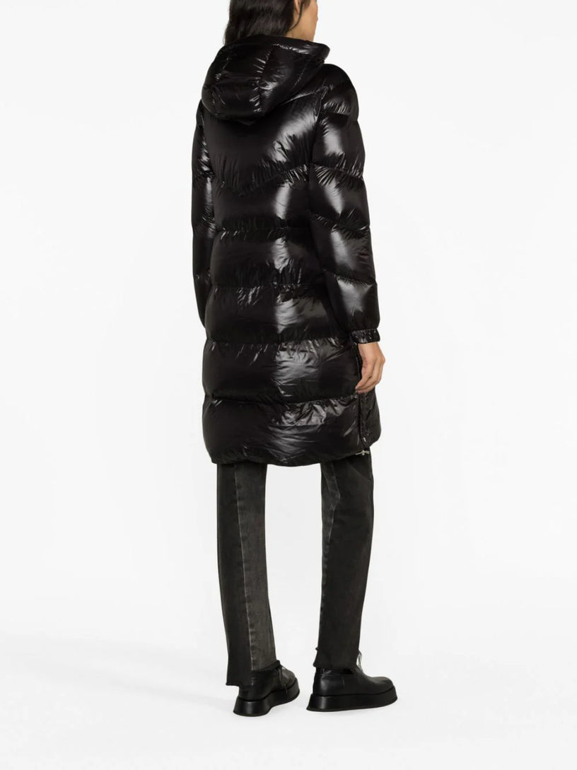 Aliquippa long down jacket in shiny nylon