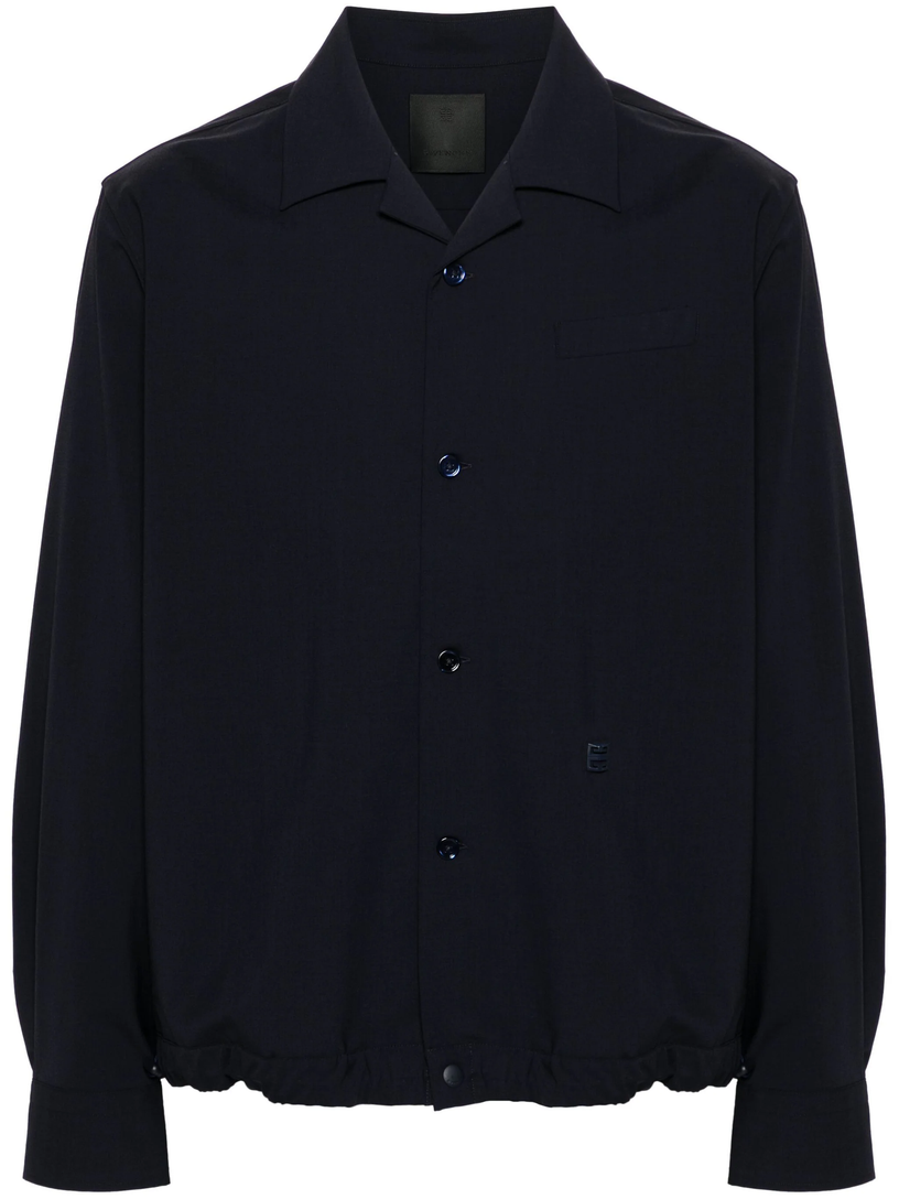 Wool poplin overshirt with 4G detail