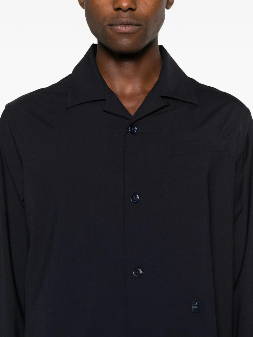 Wool poplin overshirt with 4G detail