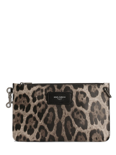 Pouch leo con targhetta logata