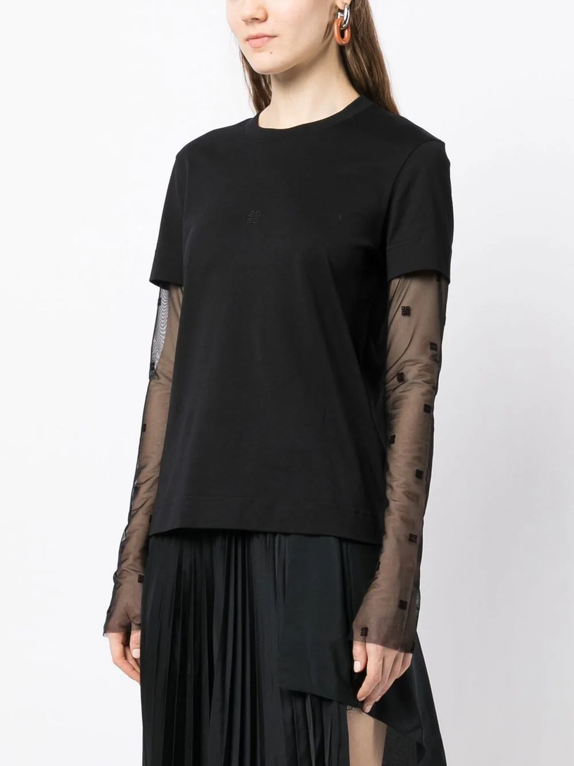 4G plumetis cotton and tulle T-shirt