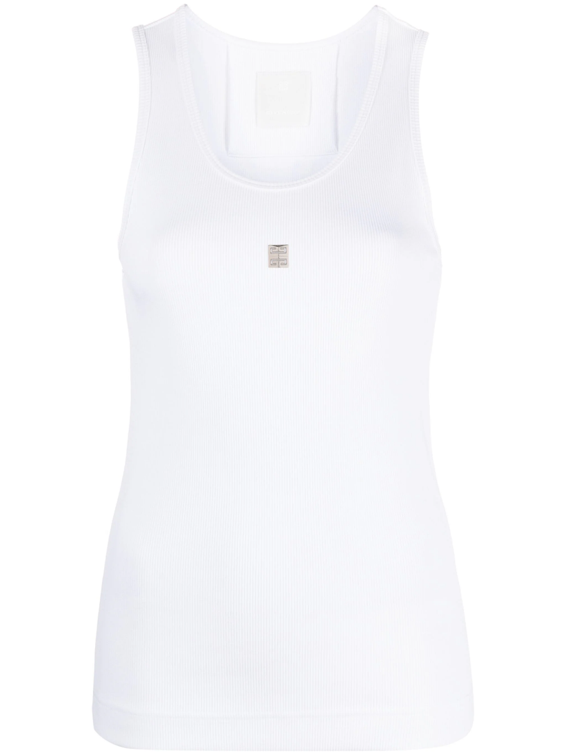 Slim cotton tank top with 4G detail