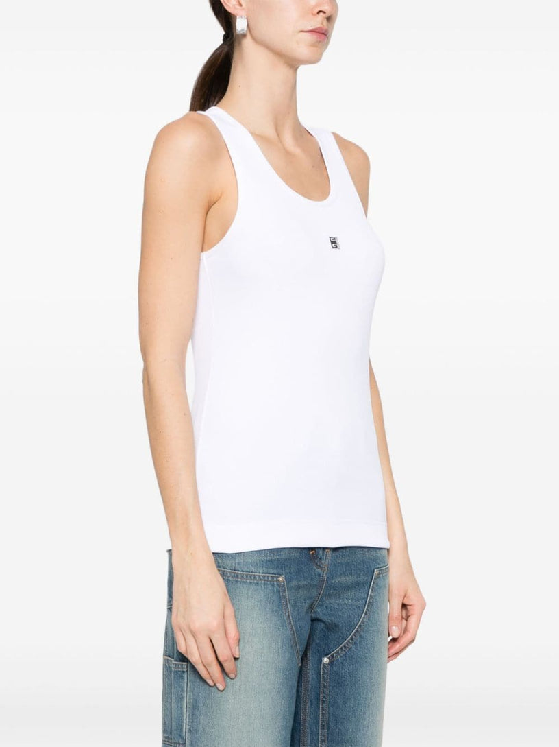 Slim cotton tank top with 4G detail