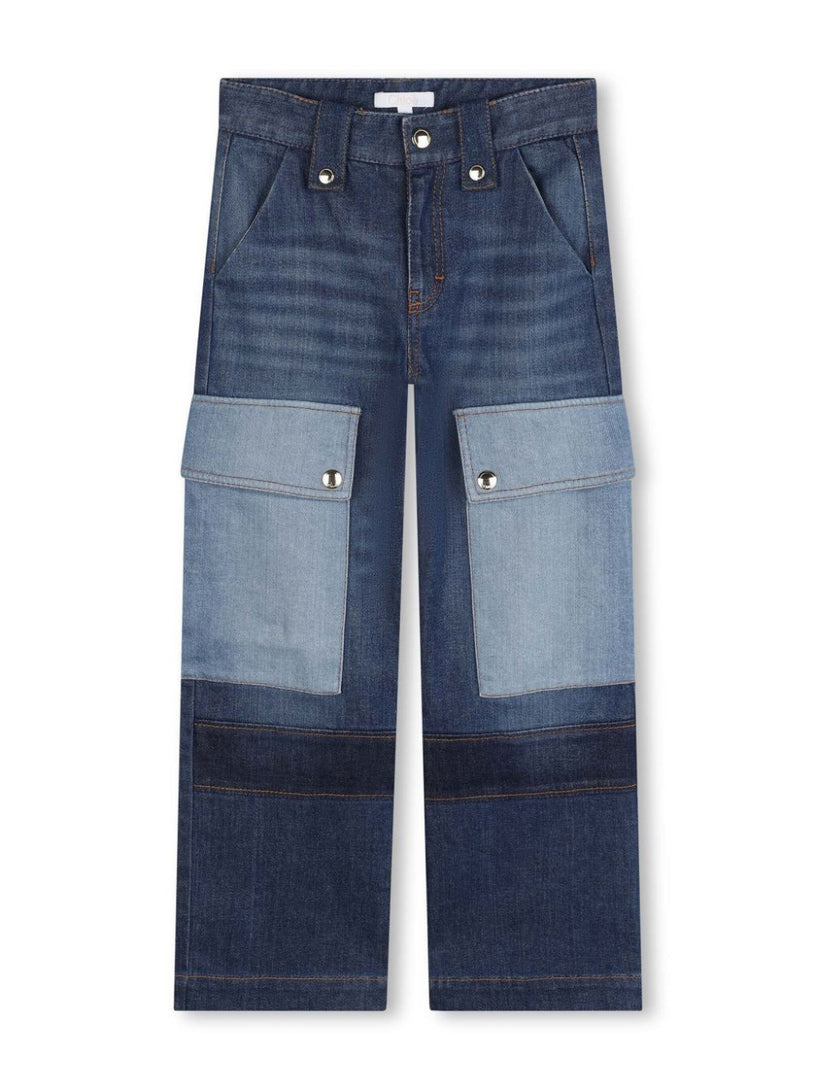 Chloé Kids Patchwork cargo jeans