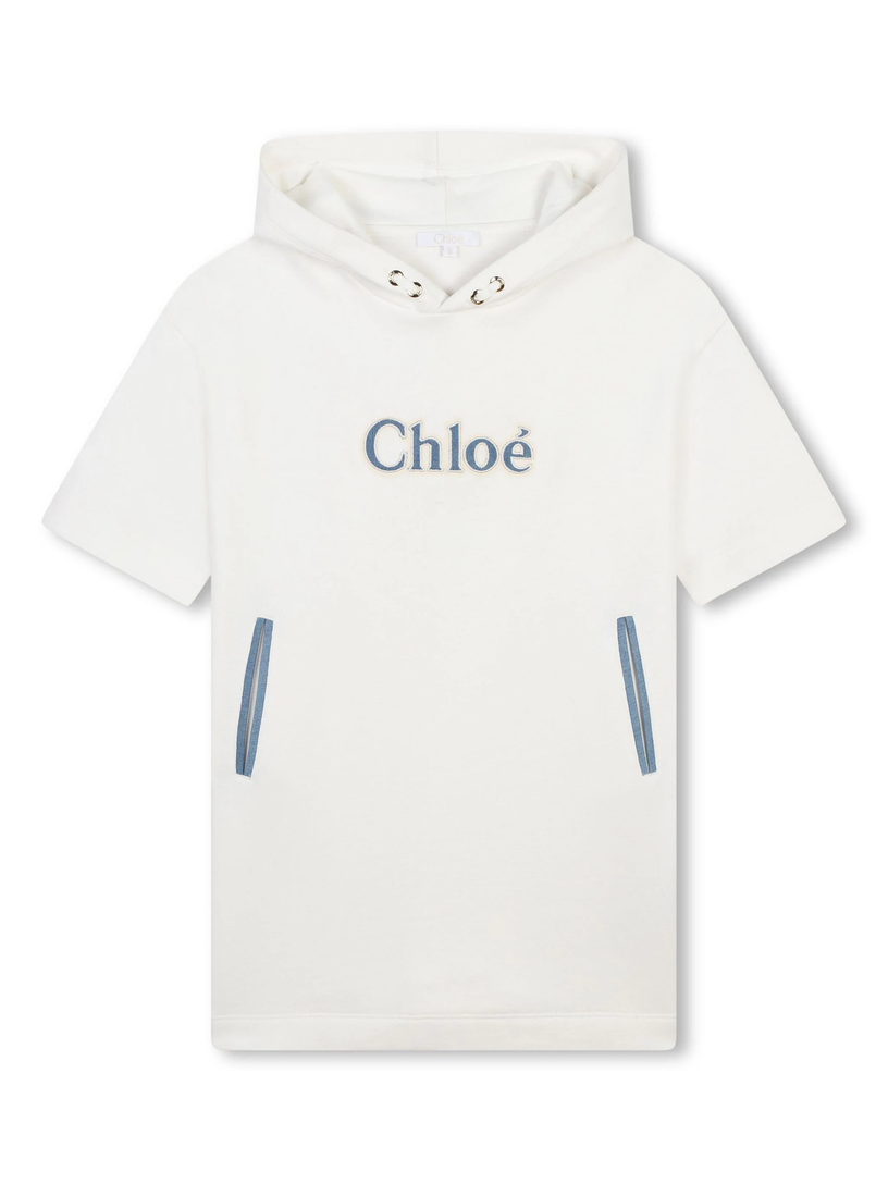 Chloé Kids Logo-appliquéd hooded dress