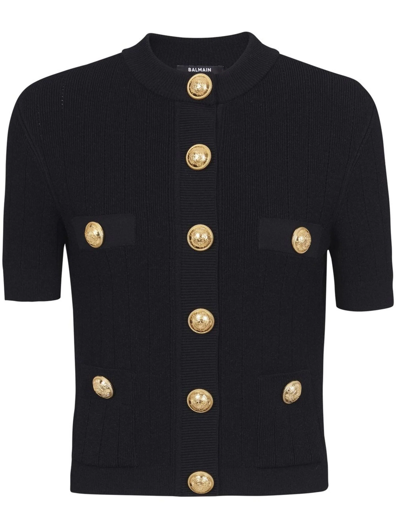 BALMAIN Fine ribbed knit cardigan with buttons