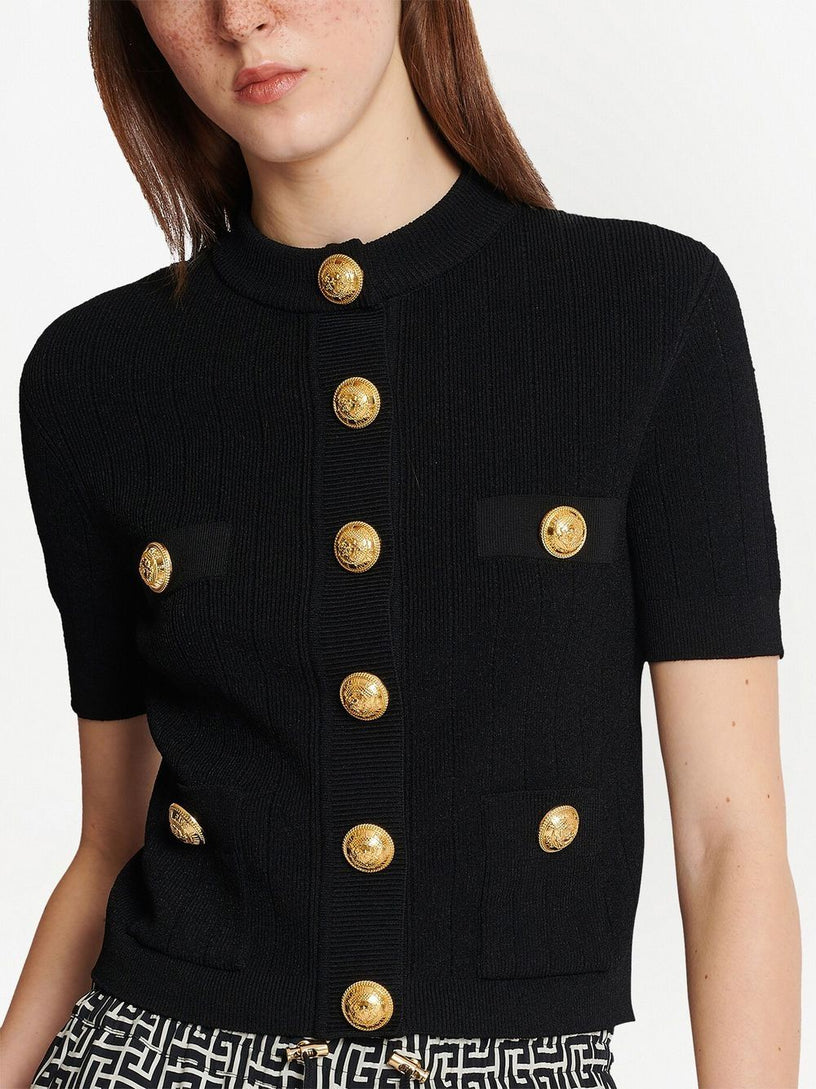 Fine ribbed knit cardigan with buttons