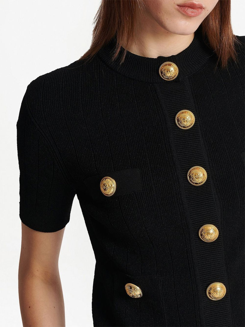 Fine ribbed knit cardigan with buttons