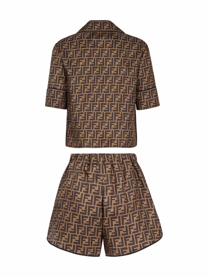 Brown silk pajama set