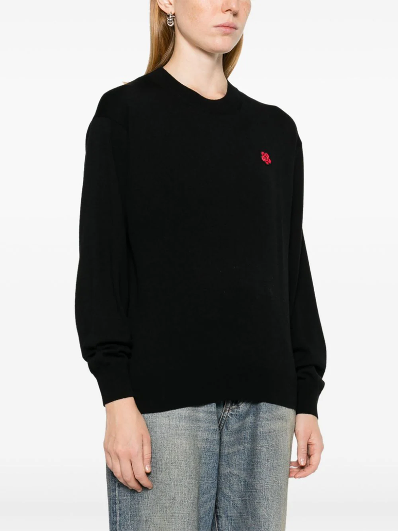 'Boke flower' embroidered wool sweater