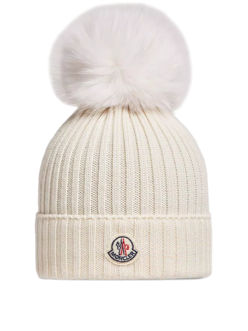 MONCLER Kids Wool hat with pom pom