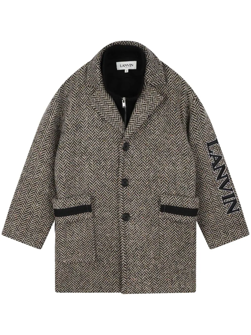 LANVIN Kids Herringbone single-breasted coat