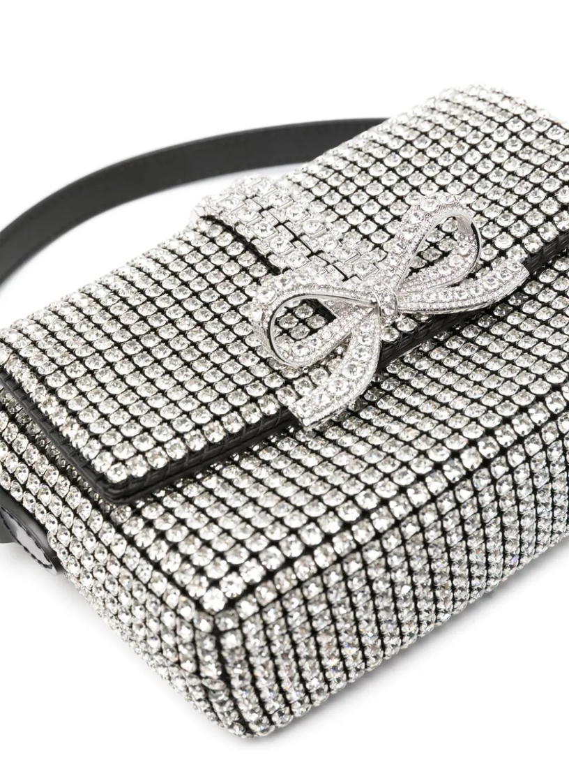 Silver rhinestone chainmail micro bag