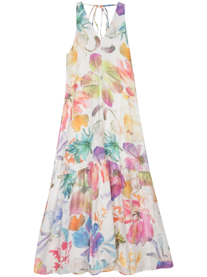 120% Lino Floral-print dress