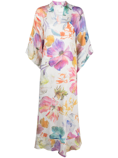 Floral-print kaftan maxi dress