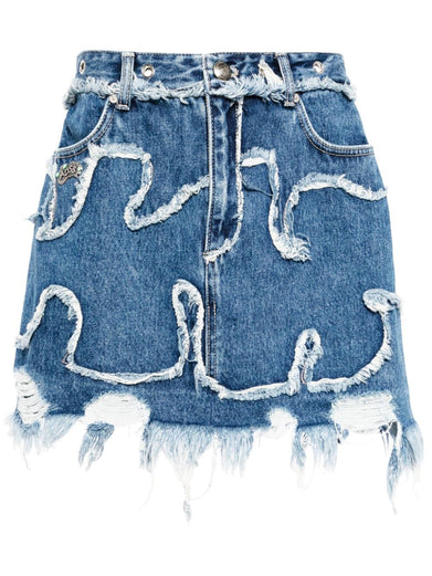 Miako Wave Denim Miniskirt