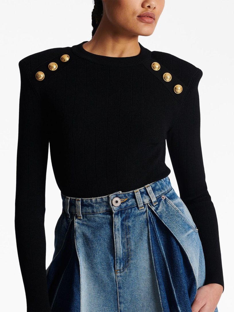 Knit jumper with gold buttons