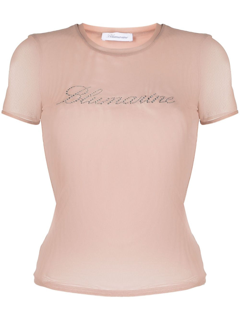 Tulle T-shirt with Blumarine logo