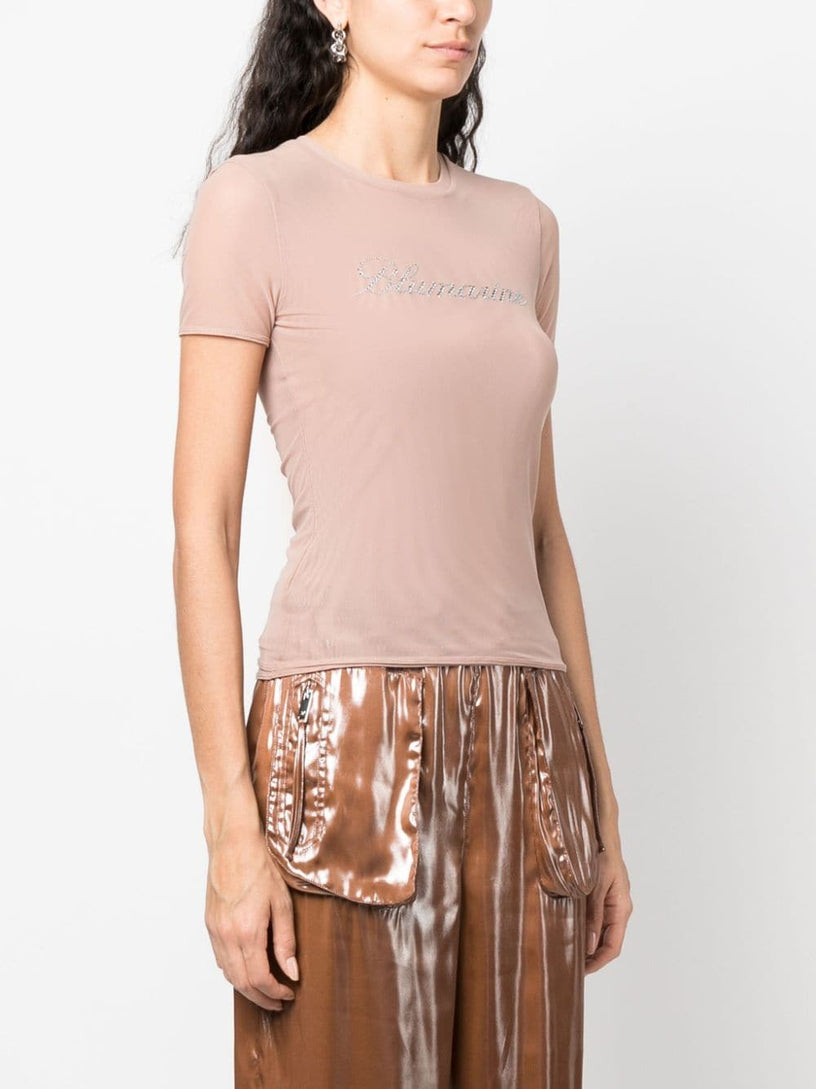 Tulle T-shirt with Blumarine logo