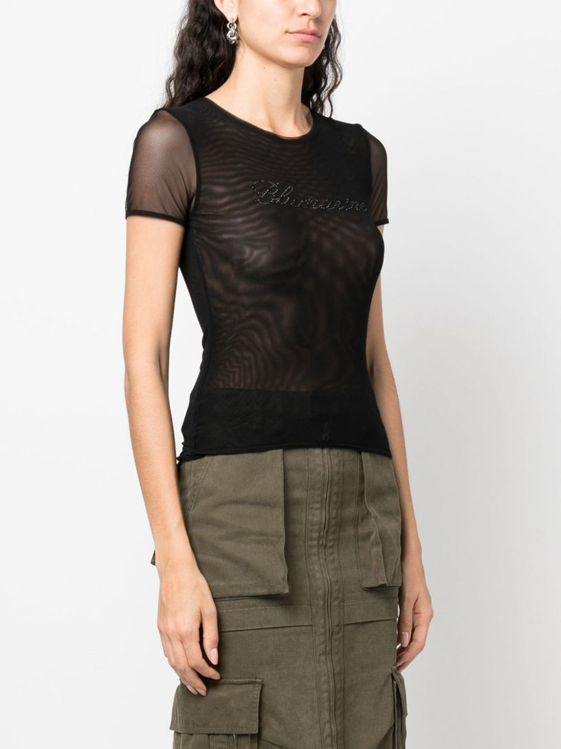 Tulle T-shirt with Blumarine logo