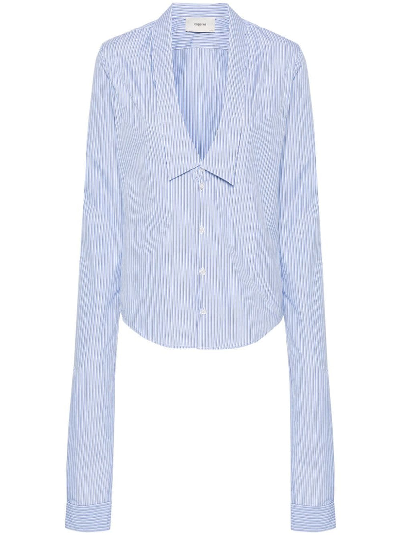 Coperni Stripped open collar shirt