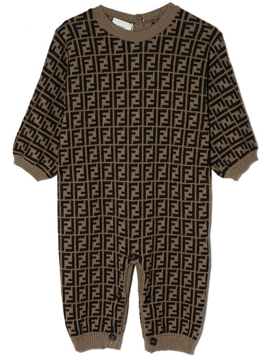 Tobacco cotton and cashmere playsuit