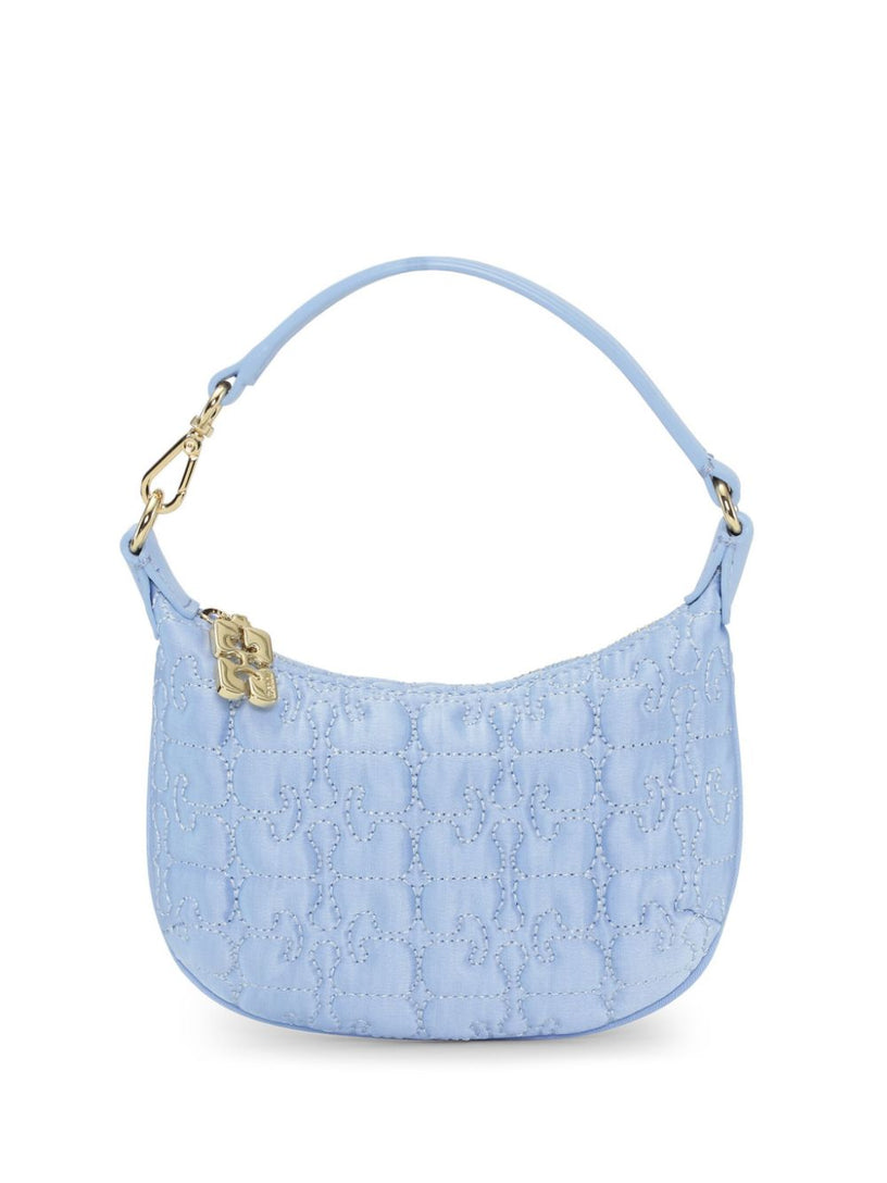 GANNI Light blue mini butterfly pouch satin bag