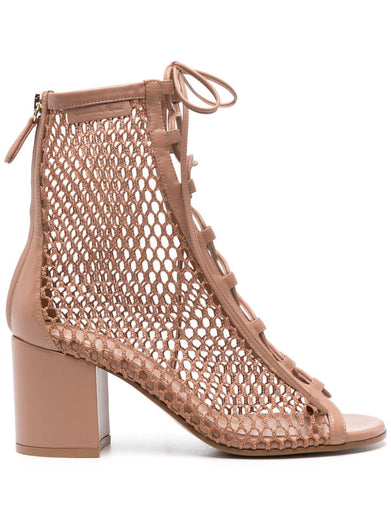 Open toe mesh ankle boot